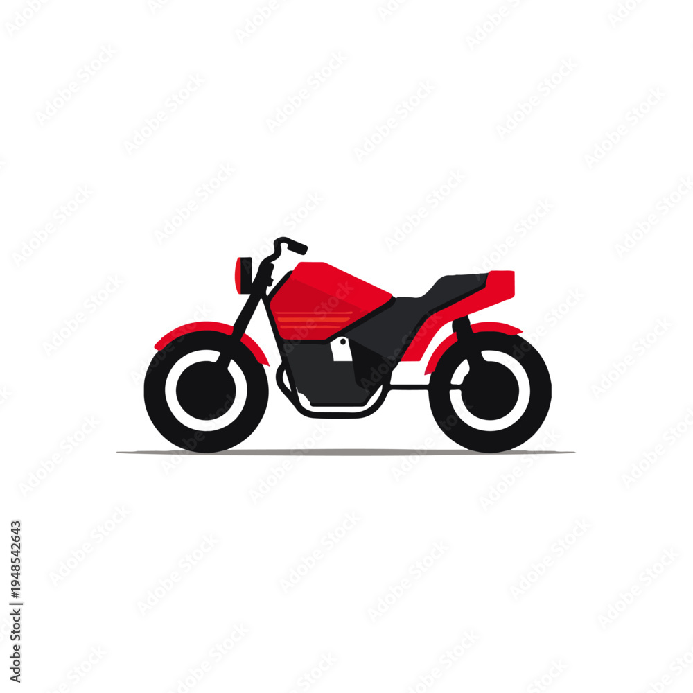 Fototapeta premium Red Motorcycle Flat Design Vector Illustration