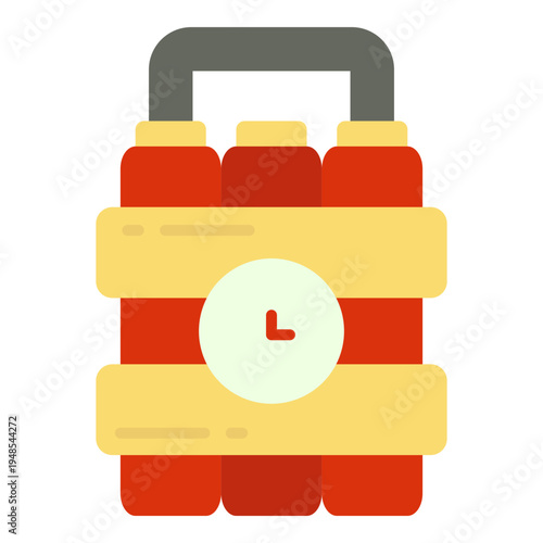 Cartoon Style Time Bomb with Clock on Red Dynamite