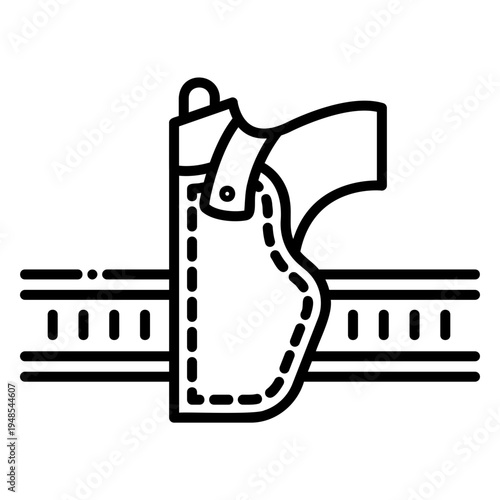 Gun Holster on Belt Line Art Icon