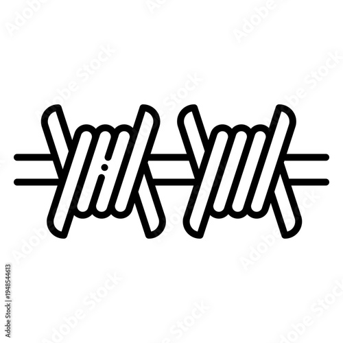 Barbed Wire Fence Icon - Security Concept Vector Illustration