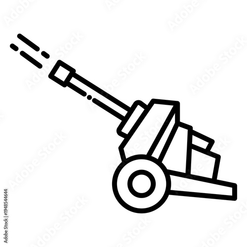 Cannon Firing Line Art Illustration