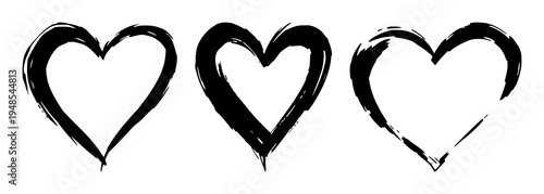 Heart set with painterly brushstroke outline on a white background featuring red, white, expressive with high-contrast and modern aesthetic