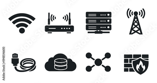 Network and server icons displayed on dark gradient background