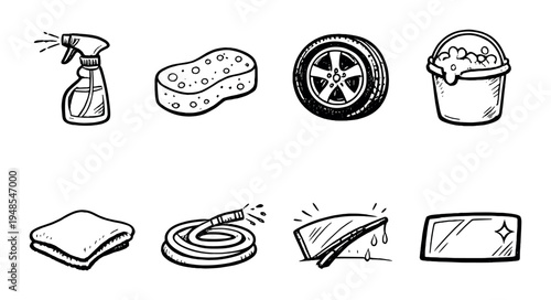 Car washing supplies arranged on dark gradient background