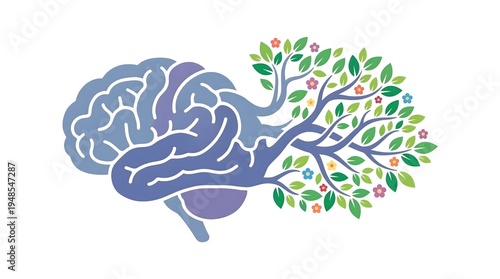 Wallpaper Mural Brain transforming into tree symbolizing growth creativity and mental health illustration Torontodigital.ca