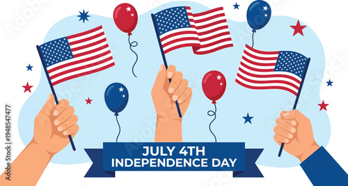 Hands proudly waving multiple american flags celebrate july fourth independence day event