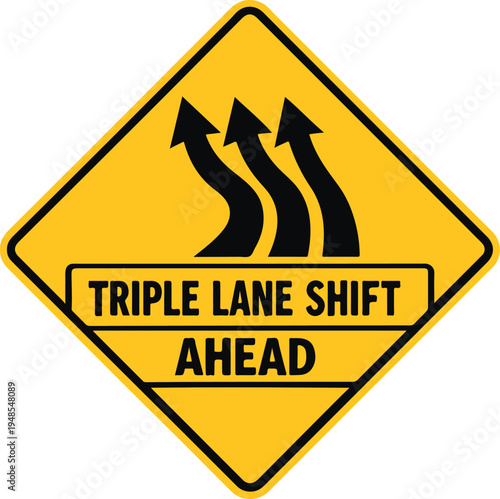 US Warning Sign, Triple lane shift CW1-4cL