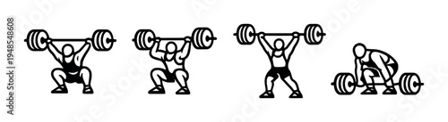 Weightlifters lifting barbells on dark gradient background