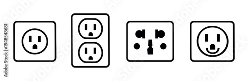 Multiple electrical outlets displayed on dark gradient wall background