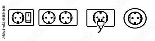 European style wall sockets and plugs on dark gradient background