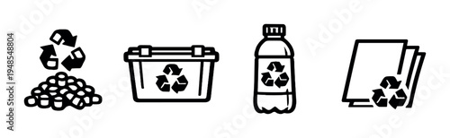 Recycled pellets with collection crate and labeled sheets