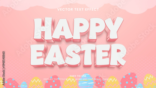 happy easter editable text effect 3d
