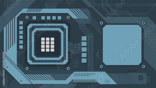 Abstract blue circuit board pattern with square and rectangular technology digital