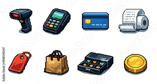 Point of sale icons displayed in grid on gray background