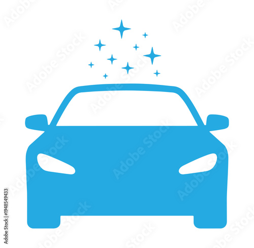 Blue car with sparkles coming out of it  shiny vehicle with magic stars