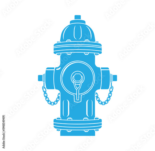 blue fire hydrant with chains on both sides for safety and easy access