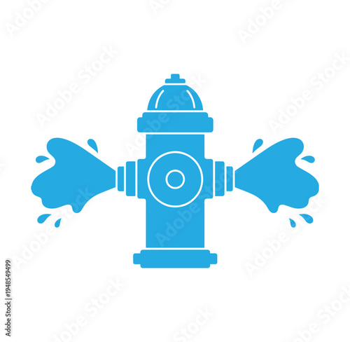 blue fire hydrant with water splashes on both sides