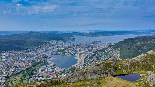 Photos Bergen Norway Aerial View from Mount Ulriken Summit with City and Fjord