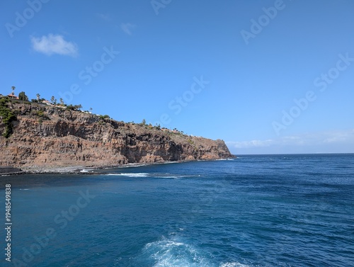 Spectacular View of Cliffs and Blue Atlantic Ocean Waters in San Sebastián de La Gomera