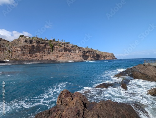 Spectacular View of Cliffs and Blue Atlantic Ocean Waters in San Sebastián de La Gomera