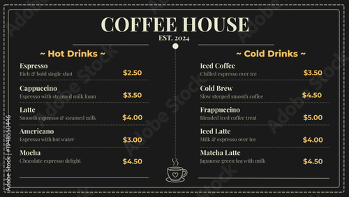 Coffee House Menu Chalkboard Vector Illustration