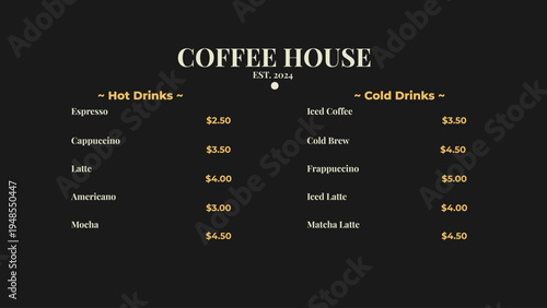 Coffee House Menu Chalkboard Vector Illustration