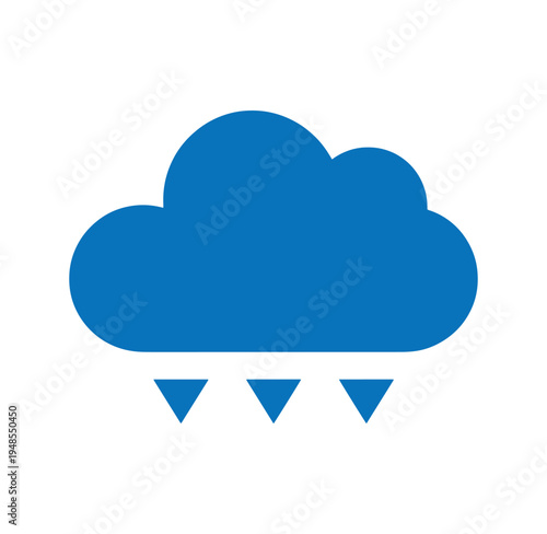 blue cloud with rain drops falling down weather symbol