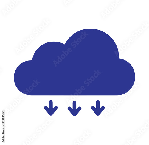 blue cloud with rain falling down arrows weather symbol