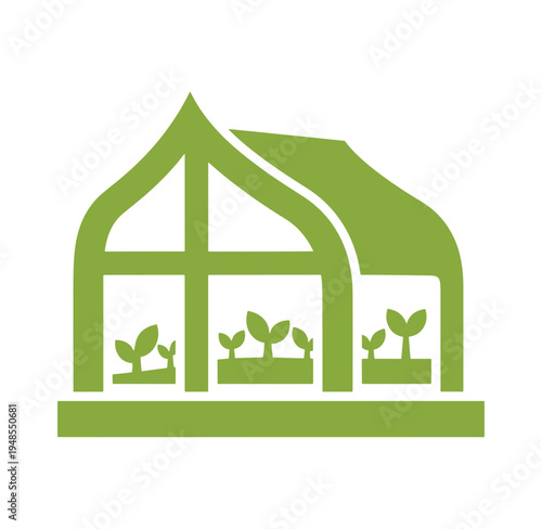 Greenhouse with plants growing inside a building for gardening and cultivation purposes