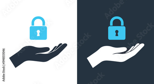 Hand holding padlock security icon set vector - Modern style icon - Glyph icon set - Glyph solid icon - Editable modern style icon