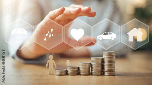 This image depicts a conceptual representation of family financial protection, highlighting the importance of securing a family's financial future