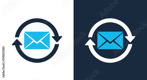 Email Sync Icon Set Circular Arrows - Modern style icon - Glyph icon set - Glyph solid icon - Editable modern style icon