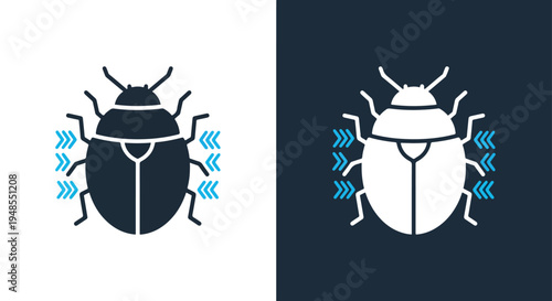 Beetle bug icon set isolated vector illustration - Line and glyph solid icon and logo template - Blue icon set - Minimalist, flat icon
