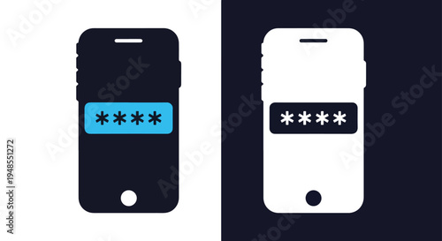 Password security icon set black white blue - Modern style icon - Glyph icon set - Glyph solid icon - Editable modern style icon