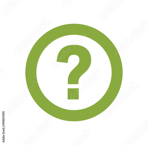 Green question mark icon in a circle symbolizing inquiry and help  green query sign