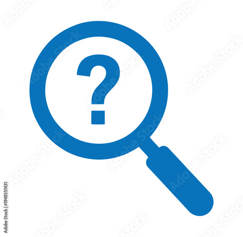 Magnifying glass with question mark symbol for search and inquiry purposes
