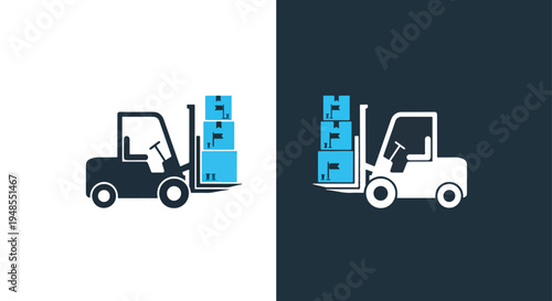 Forklift icons set warehouse logistics vector - Modern style icon - Glyph icon set - Glyph solid icon - Editable modern style icon