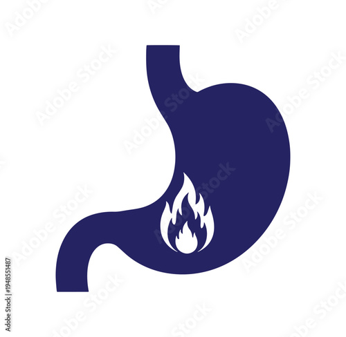 stomach with flame inside  human organ with burning sensation