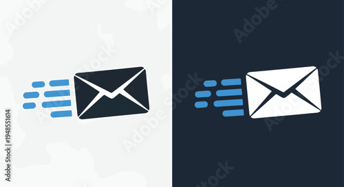 Email Envelope Icon Set Blue White Minimal - Modern style icon  - Glyph and solid icon set - Line icon set - Icon vector - Minimalist, flat icon