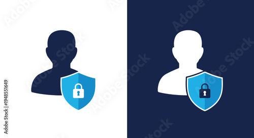 Security shield user icon set vector - Line icon set - Glyph icon - Minimalist, flat icon, outline, glyph, linear, clipart, sticker collection