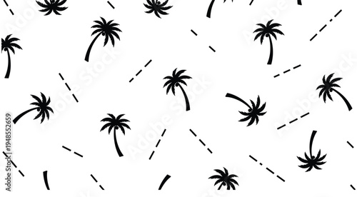 Tropical palm tree pattern with rain