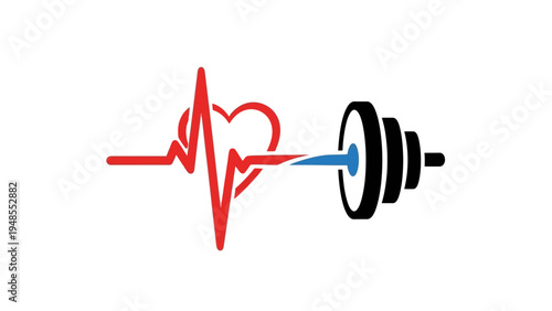 Fitness Heartbeat Dumbbell Exercise Concept.