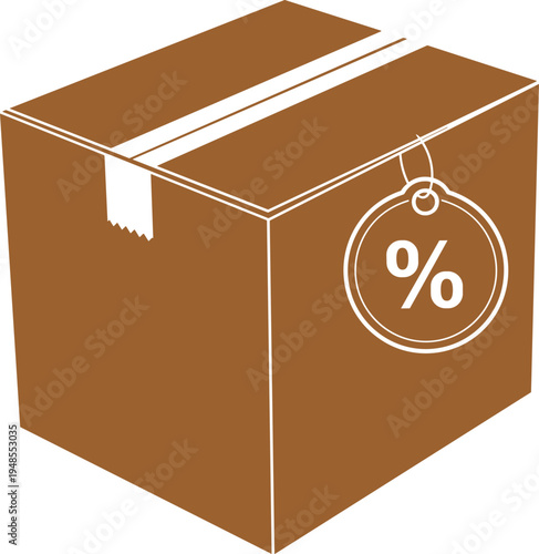 vector illustration of a cardboard box with a label