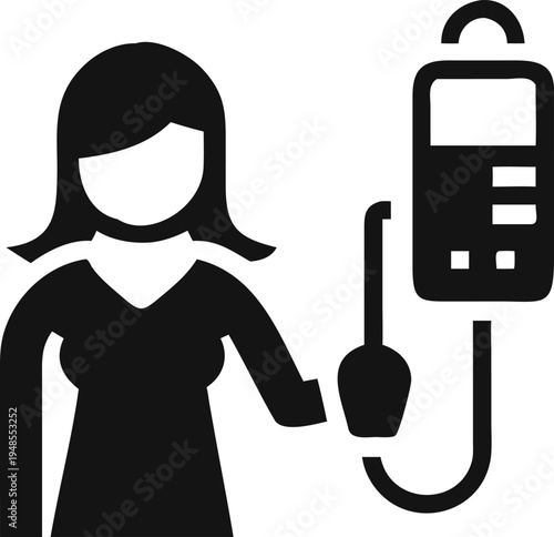 Woman participating in a blood donation or receiving an intravenous medical treatment procedure