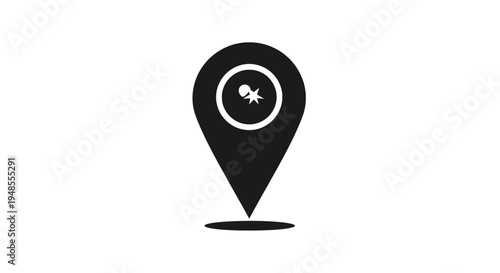 Map Pin Icon with Asterisk Symbol Inside.