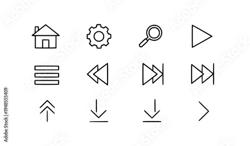A set of modern navigation icons in a minimal flat design style