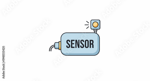 Simple Sensor Device Illustration with Cable and Light.