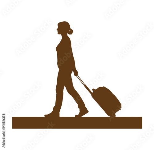 woman walking with luggage on a platform while traveling