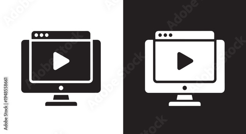 Computer screen icons - Modern style icon  - Glyph and solid icon setLine icon set - Icon vector - Minimalist, flat icon