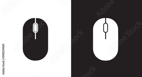 Computer Mouse Icons: Dark and Light - Modern style icon  - Glyph and solid icon setLine icon set - Icon vector - Minimalist, flat icon